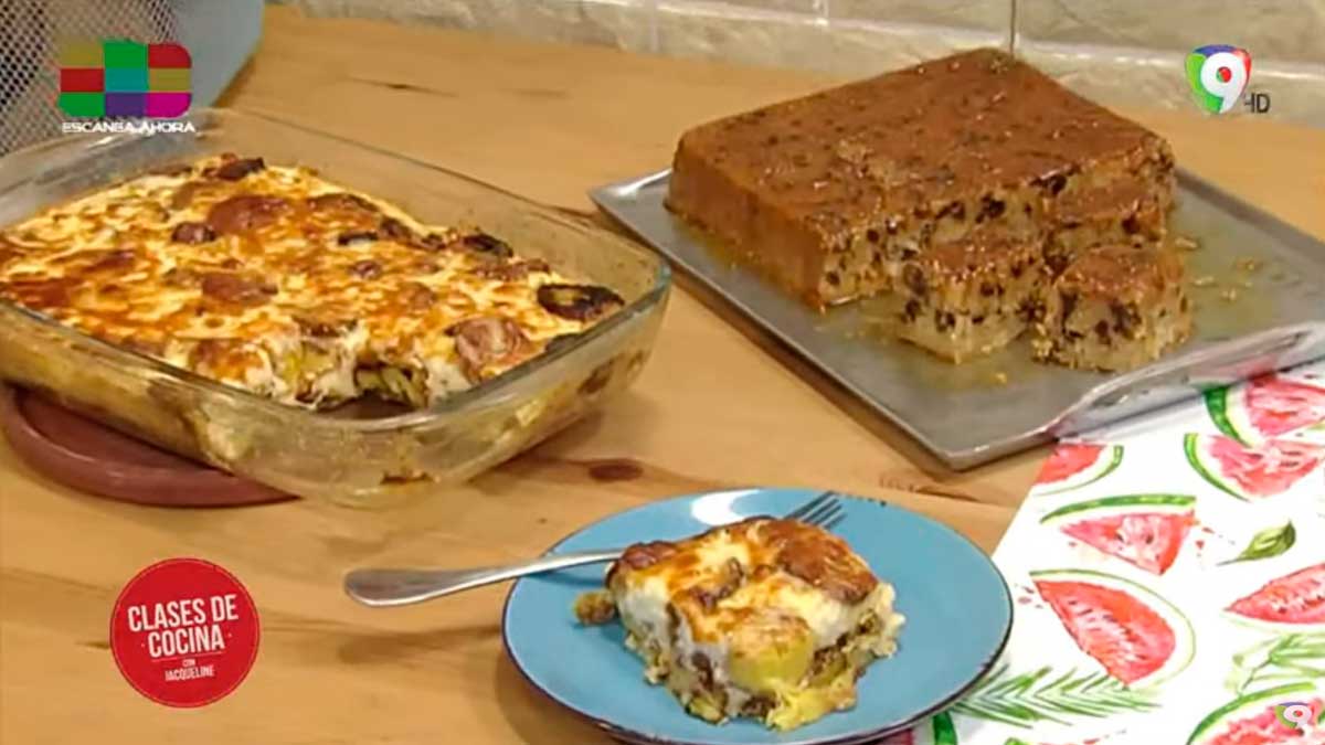 Clases de cocina con Jacqueline: Pudín de plátanos maduros y Pudín húmedo de arroz, coco y ciruela