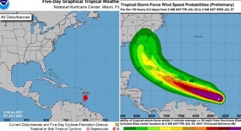 Huracán por paso de Elsa