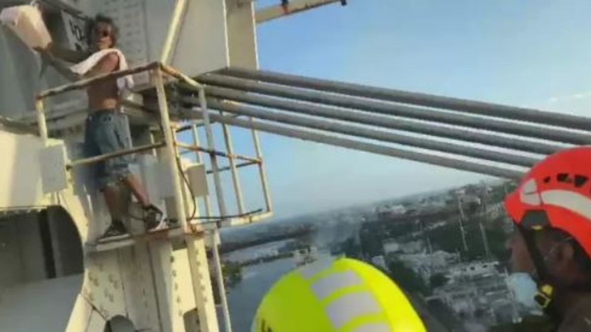 Hombre intenta lanzarse de puente