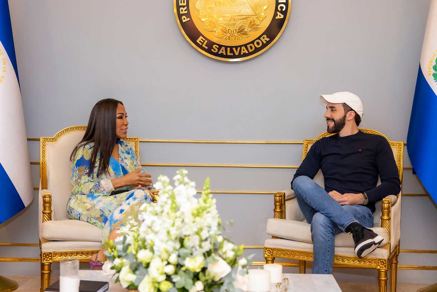 El Presidente Nayib Bukele, Magali Febles y El Miss Universo 2023